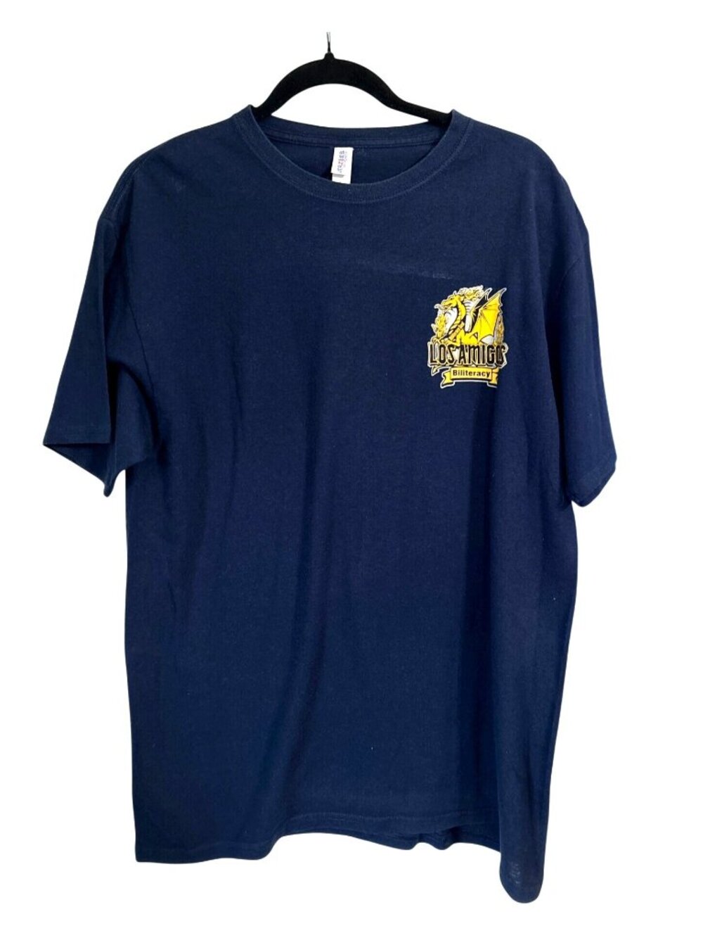 Los Amigos Biliteracy T-Shirt With Multilingual Hello Design Size L